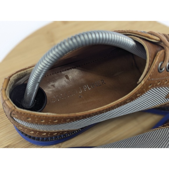 Donald Pliner Dress Sneakers Mens 8 8.5 Wingtip Brown Blue Leather Shoes - Picture 12 of 12
